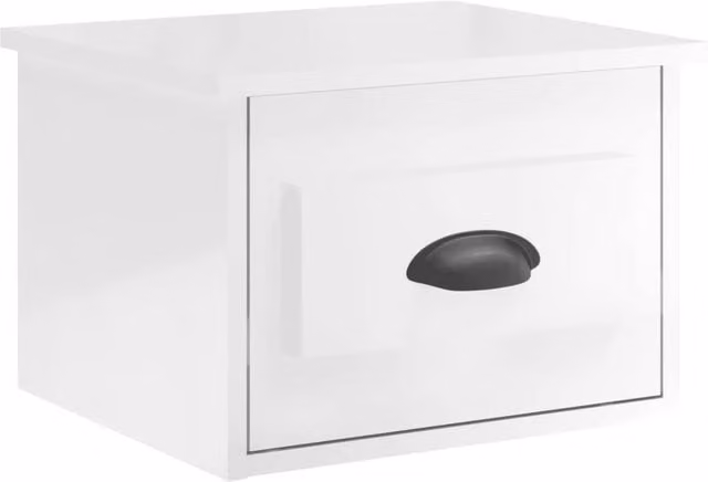 Berkfield Home Wall-mounted Bedside Cabinet in High Gloss White, W: 41.5 cm, D: 36 cm, H: 28 cm