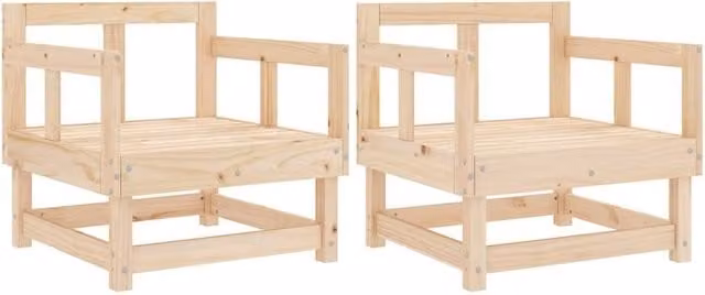 Berkfield Home Rustic Solid Wood Pine Garden Chairs, Set of 2, Beige