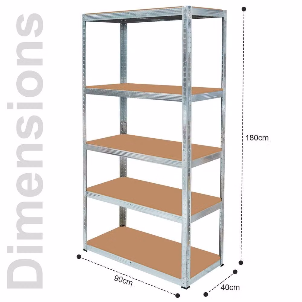 EONLION Heavy Duty 5 Tier Garage Shelving in Brown, W: 100 cm, H: 200 cm – 2
