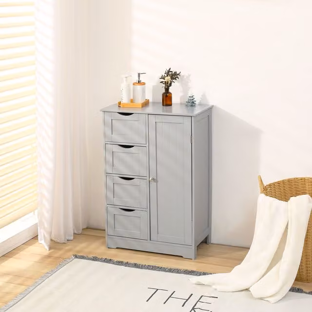 Xample Modern 4-Drawer Bathroom Storage Cabinet in Grey Matt Finish
