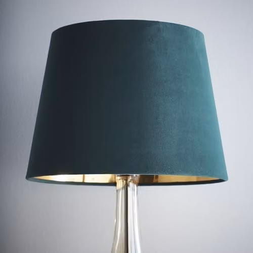 K LIVING Green Velvet Tapered Cone Lampshade for Modern Table and Floor Lamps, Diameter: 35.56 cm
