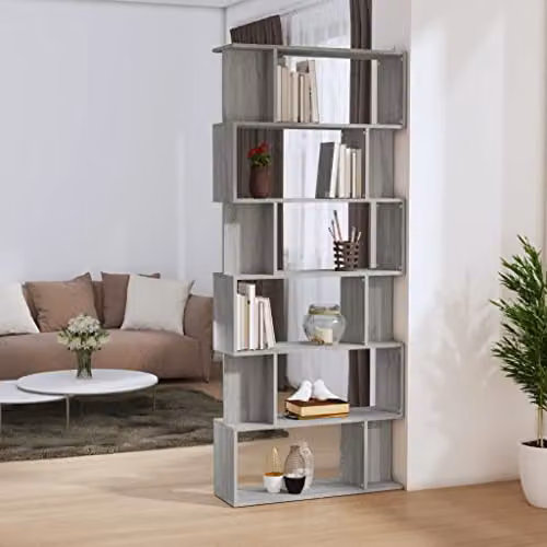 vidaXL Grey Sonoma Book Cabinet and Room Divider in Engineered Wood, W/D/H: 80 x 24 x 192 cm – 2