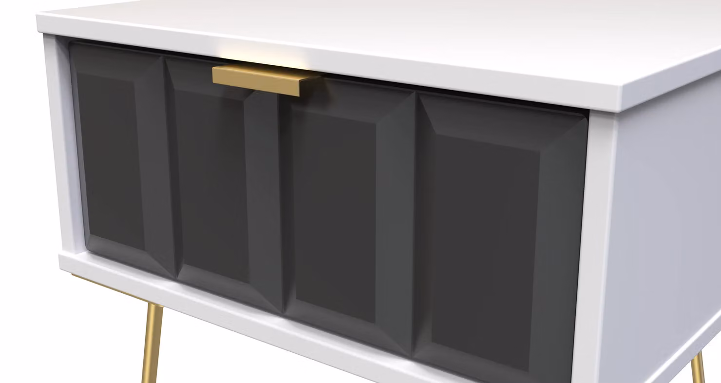 2 U Metro Ready Assembled 1 Drawer Bedside Table in Dark Grey and Gold – 3