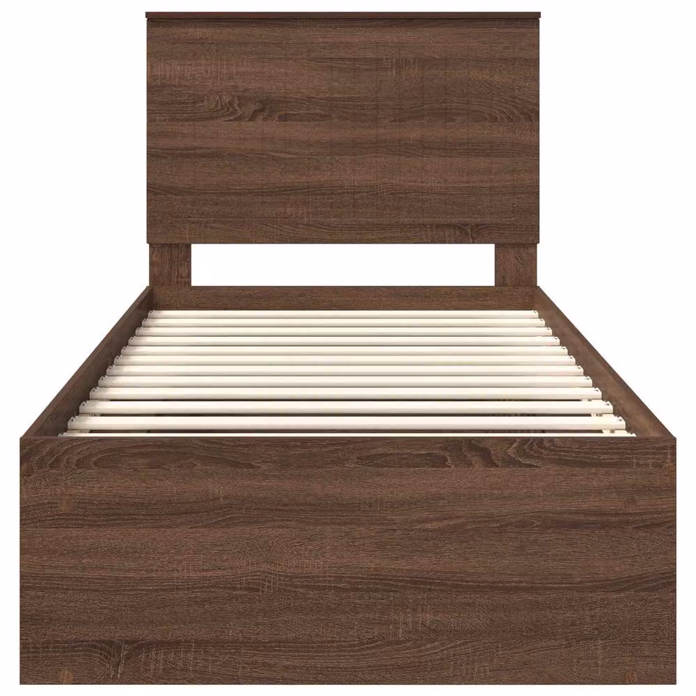 Berkfield Home Modern Bed Frame with Headboard and Drawers in Brown Oak, Solid Pine Wood, W/D/H: 90 x 190 cm – 4