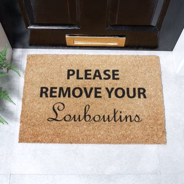 Artsy Mats Please Remove Your Louboutins Doormat, Brown, Coir and Natural Rubber, Non-Slip, Rectangular
