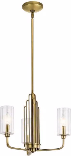 Kichler Kimrose Multi Arm Pendant Ceiling Light in Brushed Natural Brass and Yellow Glass – 1