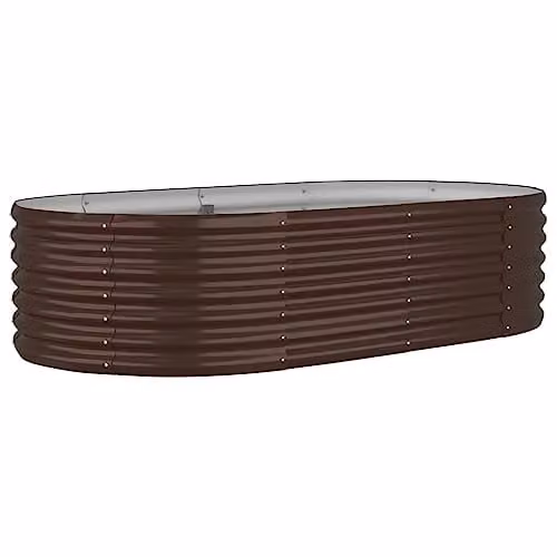 vidaXL Brown Powder-coated Steel Garden Planter Tub W: 152 cm, D: 80 cm, H: 36 cm