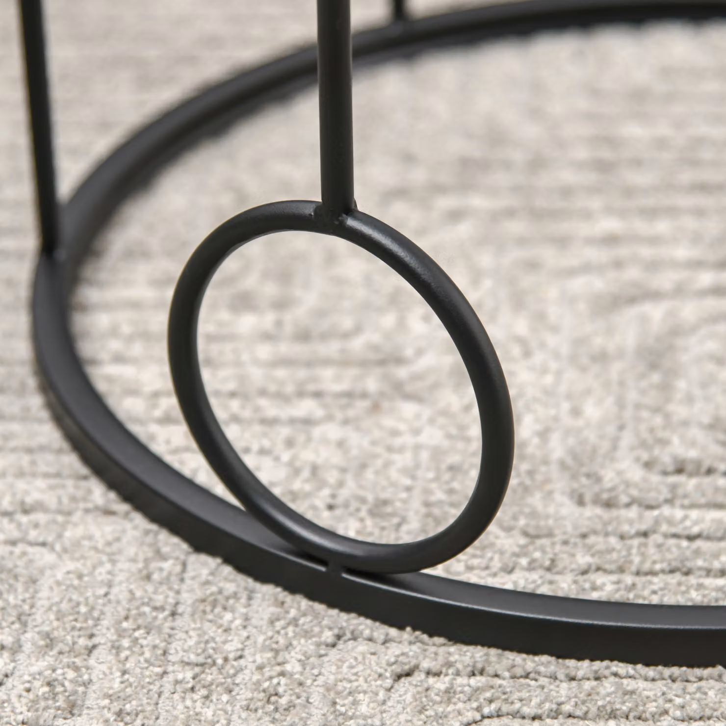 HOMCOM Nesting Round Coffee Table Set of 2 with Glass Tops and Metal Frames in Black – 5