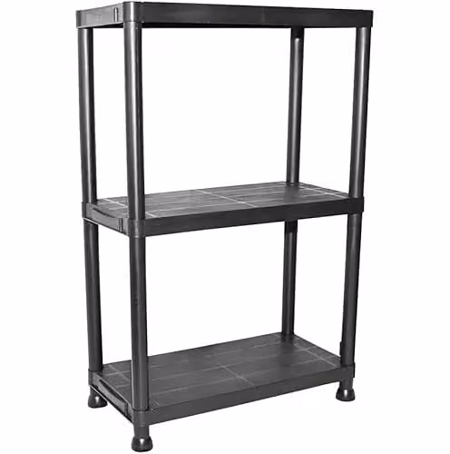 Gr8 Home Black 3 Tier Plastic Freestanding Shelving Unit W/D/H: 95 x 30 x 95 cm