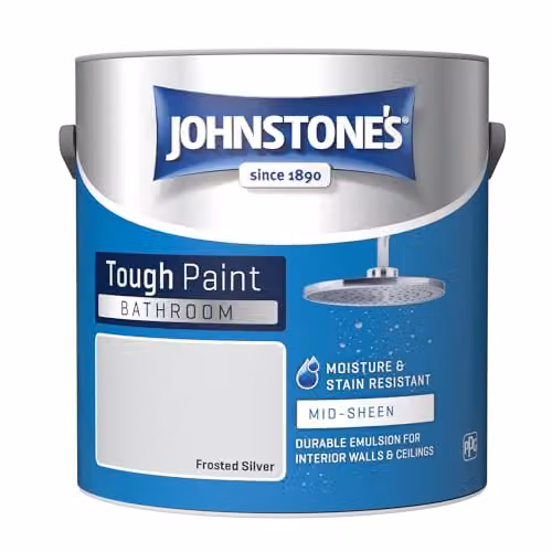 Johnstone's Silver Satin Gloss Bathroom Wall and Ceiling Paint, 2.5L – 4