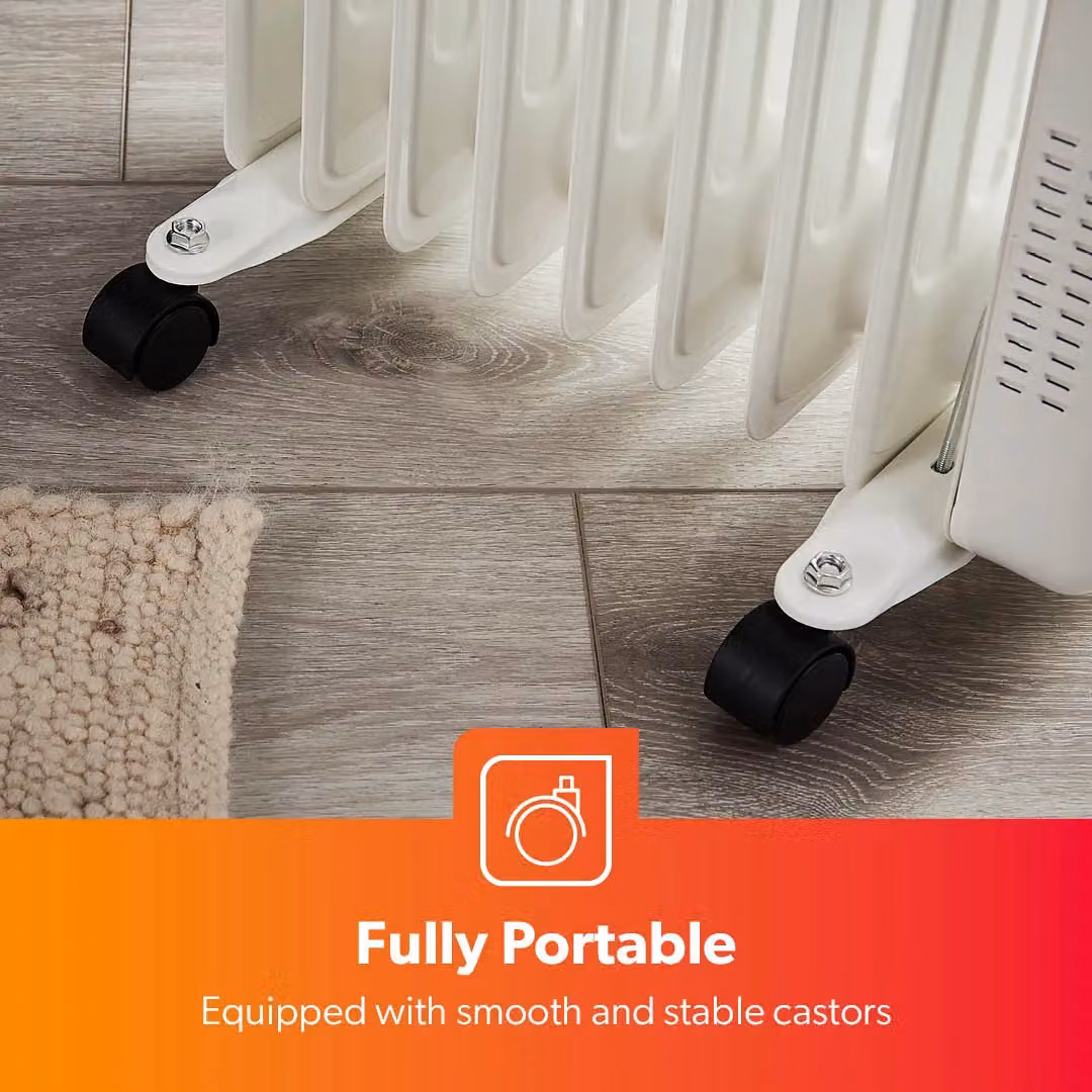 Geepas 2000W Digital Oil Filled Radiator Heater with Remote Control and Adjustable Thermostat in White, H 61.0 cm x W 36.0 cm x D 14.0 cm – 5