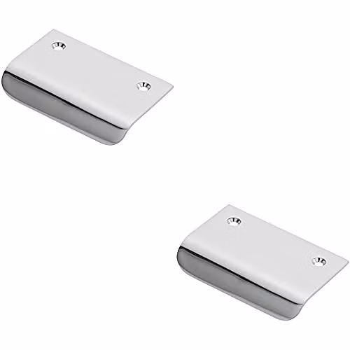 Loops 2 Pack Semi-Concealed Flush Pull Cabinet Finger Handles in Polished Chrome with 52mm Fixing Centres