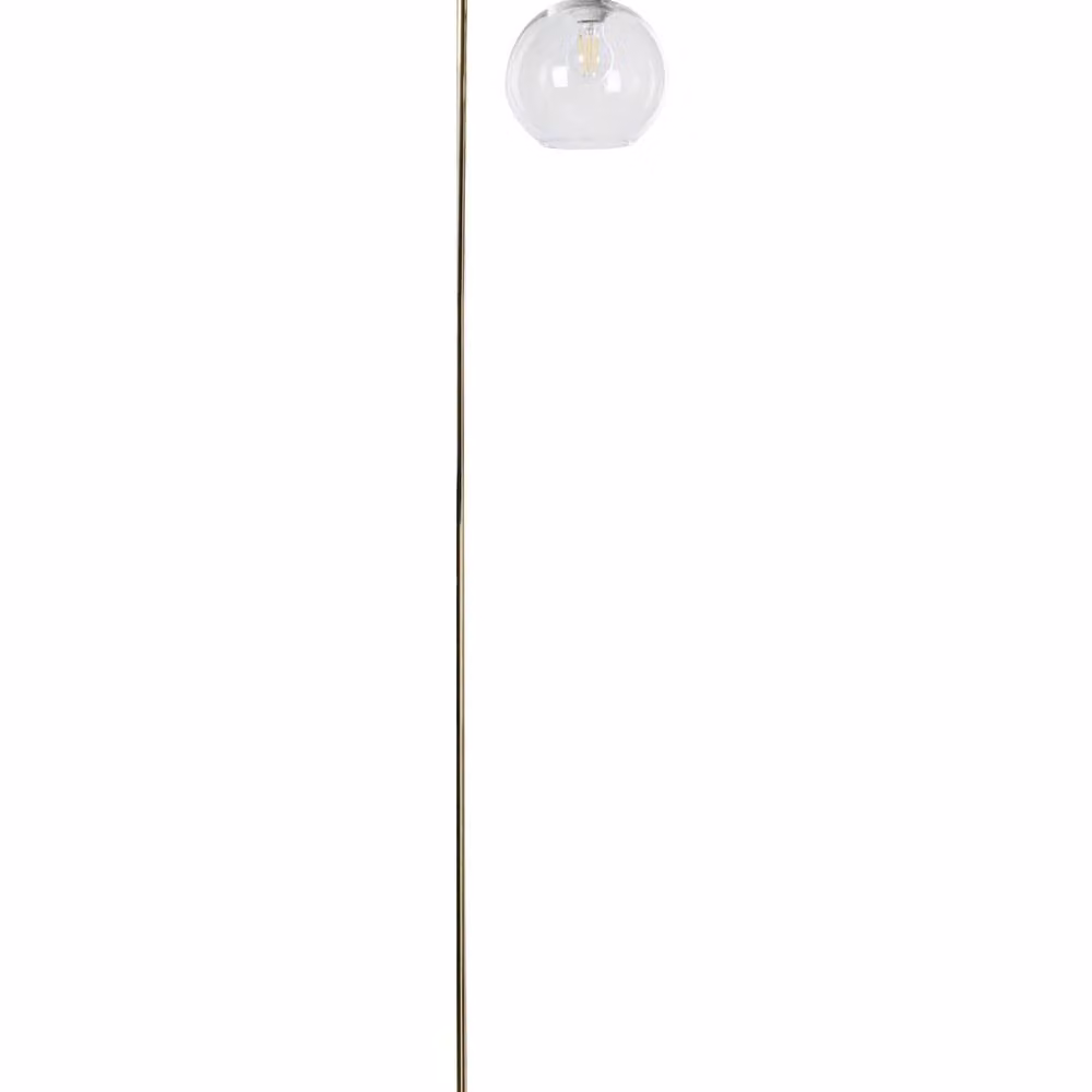 Wyld and Coco Minimalist Floor Lamp with Gold Metal Base and Transparent Glass Sphere Shade – 2