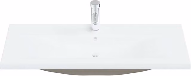 Berkfield Home Elegant White Ceramic Built-in Rectangular Basin with Overflow, W: 101 cm, D: 39 cm, H: 18 cm – 1