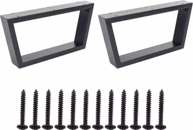 Core Products Pair of Black Matt Metal Angular Industrial Design Furniture Legs, Height: 36 cm