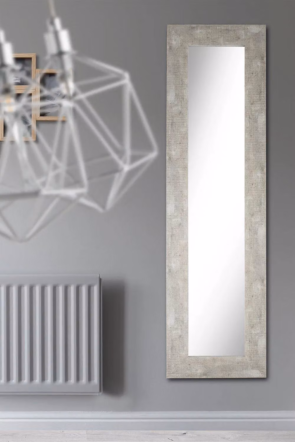Nielsen Design Mansfield Shabby Chic Rectangular Wall Mirror in Distressed White and Soft Grey, H 165 cm x W 46 cm – 2