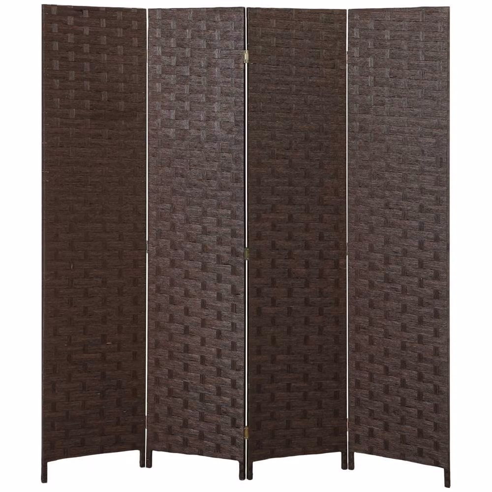 HOMCOM 4 Panel Folding Room Divider Privacy Screen in Dark Brown – 2
