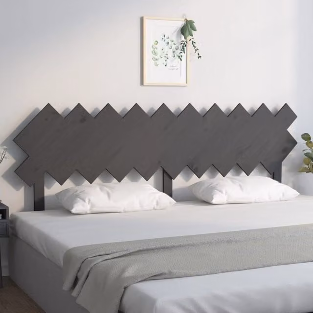 Berkfield Home Grey Rustic Solid Wood Pine Bed Headboard W: 196 cm, D: 3 cm, H: 80.5 cm