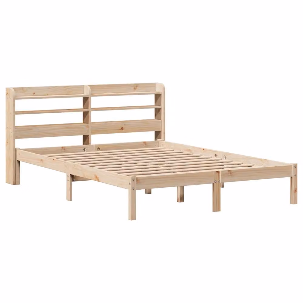 Berkfield Home King Size Solid Wood Pine Bed Frame in Light Brown, W/D/H: 150 x 200 cm – 2