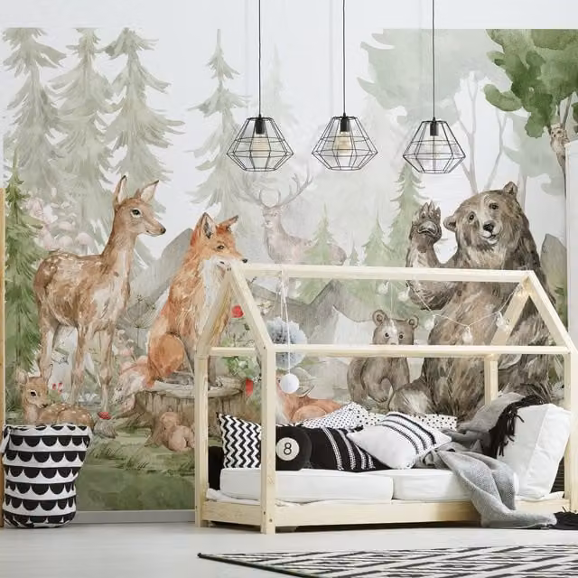 Walltastic Forest Friends Wall Mural, Multicolour, W: 304.8 cm x H: 244 cm – 1