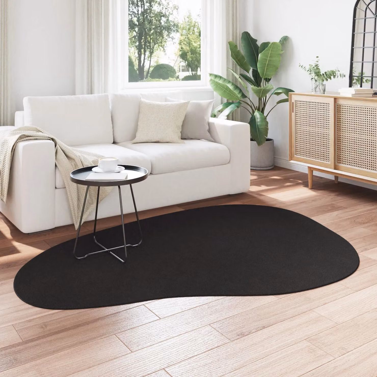 Berkfield Home Modern Oval Black Polypropylene Area Rug, W: 140 cm x D: 200 cm – 3