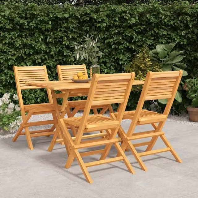 Berkfield Home 5 Piece Classic Garden Dining Set in Brown Solid Teak Wood
