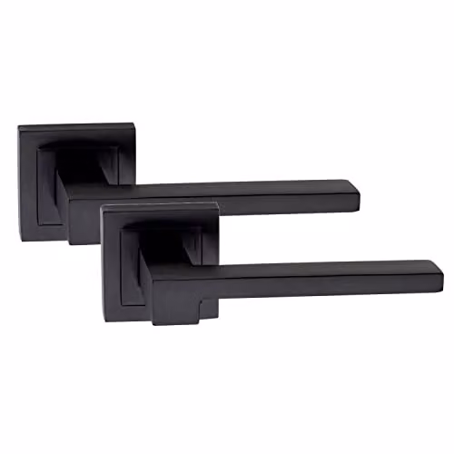 Golden Grace Zeta Lever Latch Door Handles on Rose, Matt Black, 5 Pairs – 2