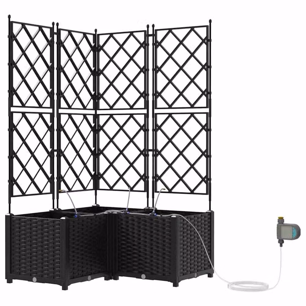 Berkfield Home Garden Planters with Water Irrigation System, 3 Piece Set, Black – 3
