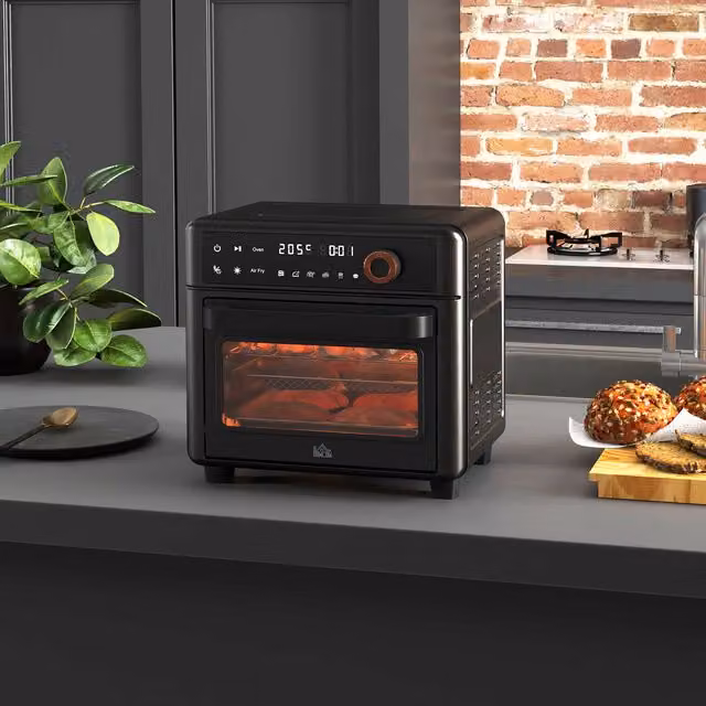 HOMCOM Multifunction Mini Air Fryer Oven with 12 Presets, Black