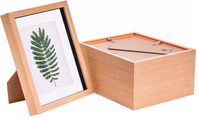 Nicola Spring Pack of 5 Rectangular 3D Box Photo Frames in Brown, White and Beige, W/H: 25.4 x 20.32 cm