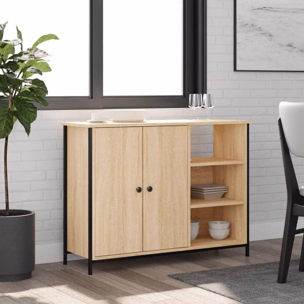 Berkfield Home Sonoma Oak Sideboard in Light Tan, W/D/H: 100 x 33 x 75 cm – 2
