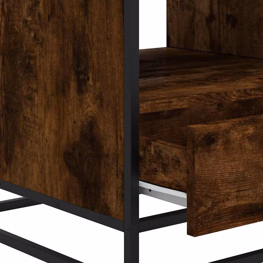 Berkfield Home Durable Coffee Table in Smoked Oak and Brown, W/D/H: 100 x 50 x 45 cm – 5