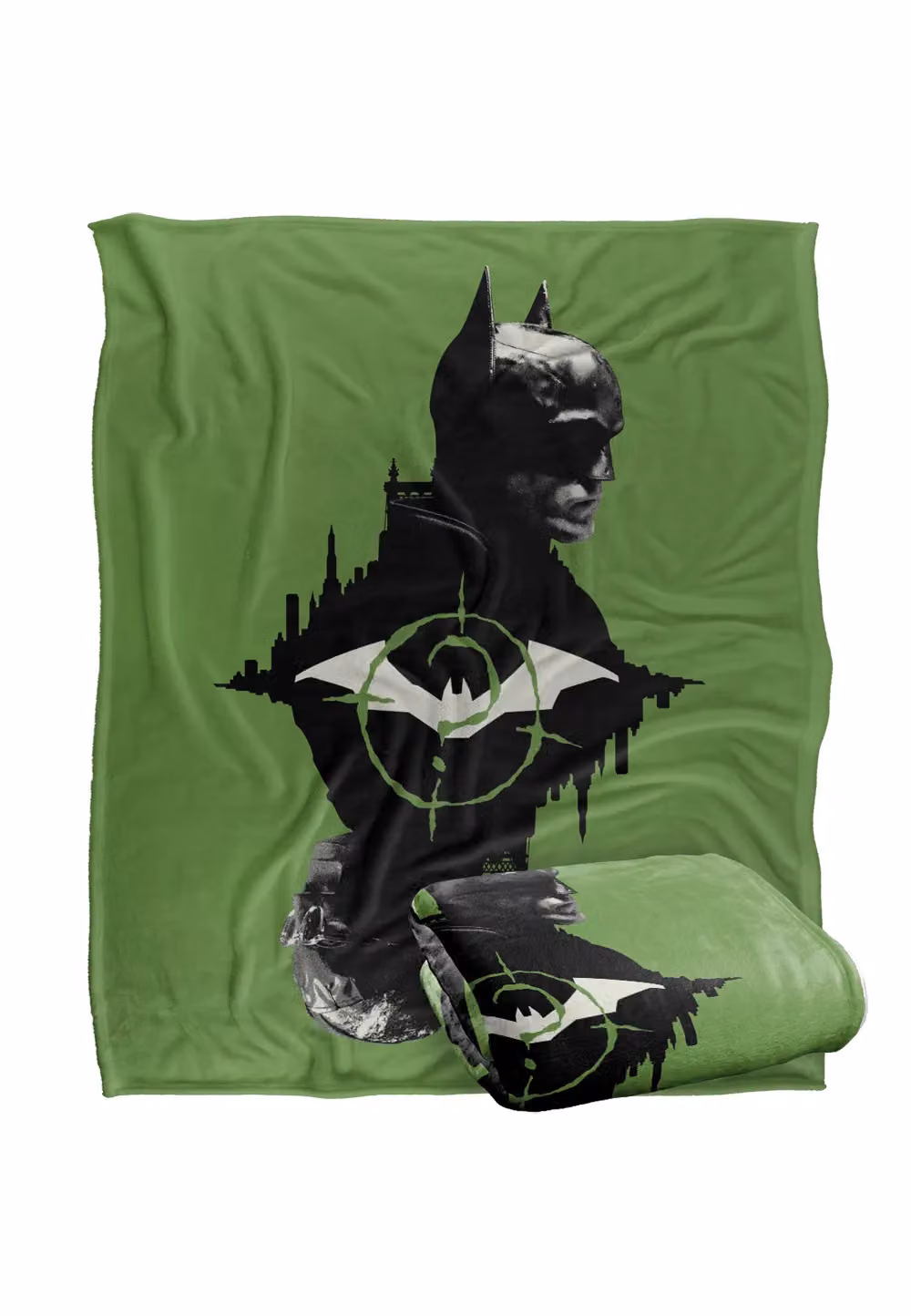 Batman The Riddler Mirrored Silky Touch Super Soft Throw Blanket, White and Green, W: 152 cm, D: 127 cm – 2