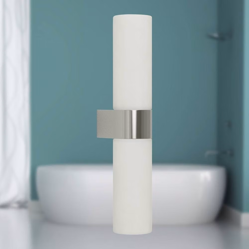 First Choice Lighting Koto Chrome and White Opal Glass IP44 Bathroom Twin Wall Light – 3