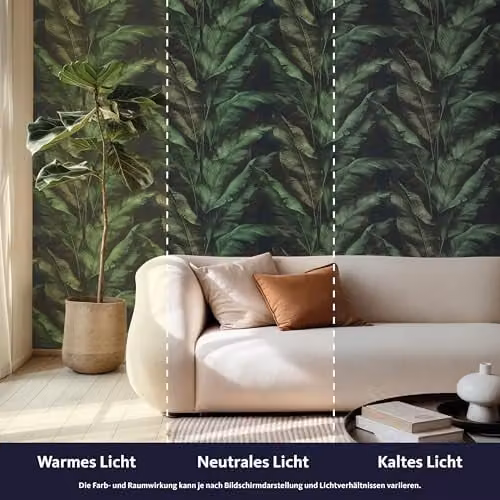 Rasch Rio Jungle Leaves Self-Adhesive Non-Woven Textured Wallpaper in Green and Red – 3