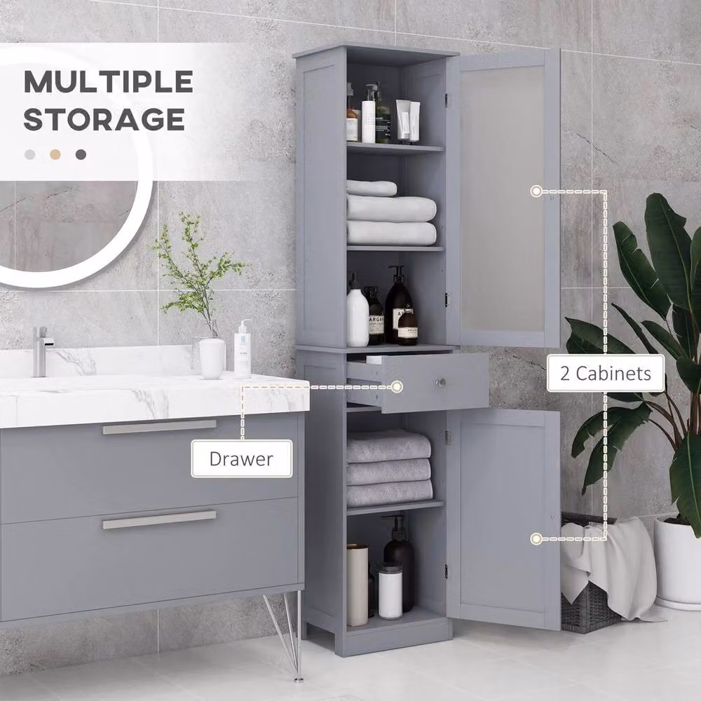 Havendro Grey Storage Cabinet Organizer Tower with Internal Shelves and Drawers – 3