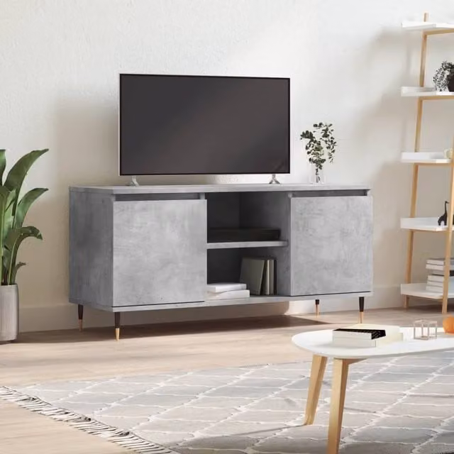 Berkfield Home Industrial TV Cabinet in Concrete Grey, W/D/H: 104 x 35 x 50 cm