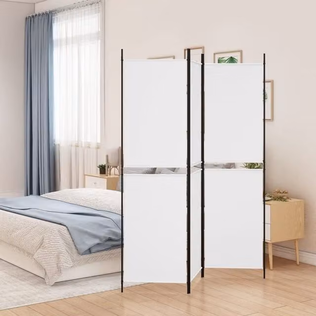 Berkfield Home 3-Panel Fabric Room Divider, White, W: 150 cm, H: 200 cm – 1