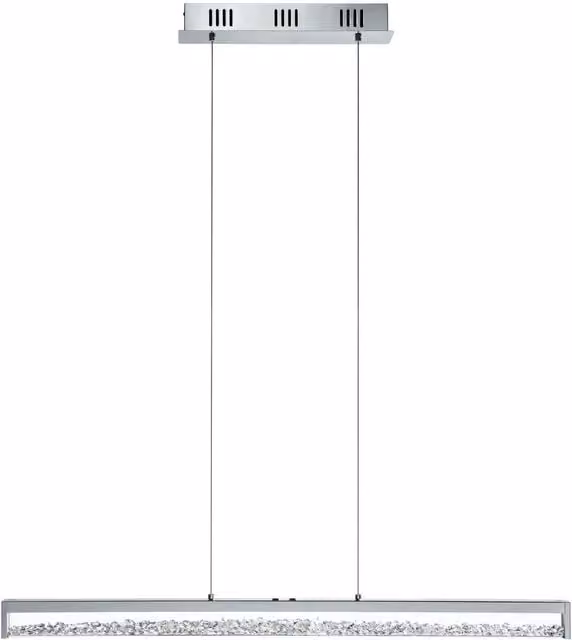 Loops LED Pendant Light in Chrome with Transparent Glass and Crystal Shade