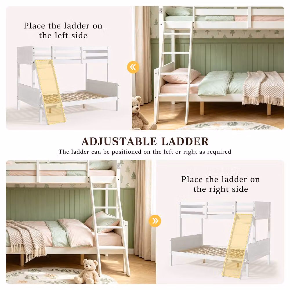 Comfy Living Ltd Enmore Triple Bunk Bed in White, Solid Pine Wood, 120 x 200 cm – 2