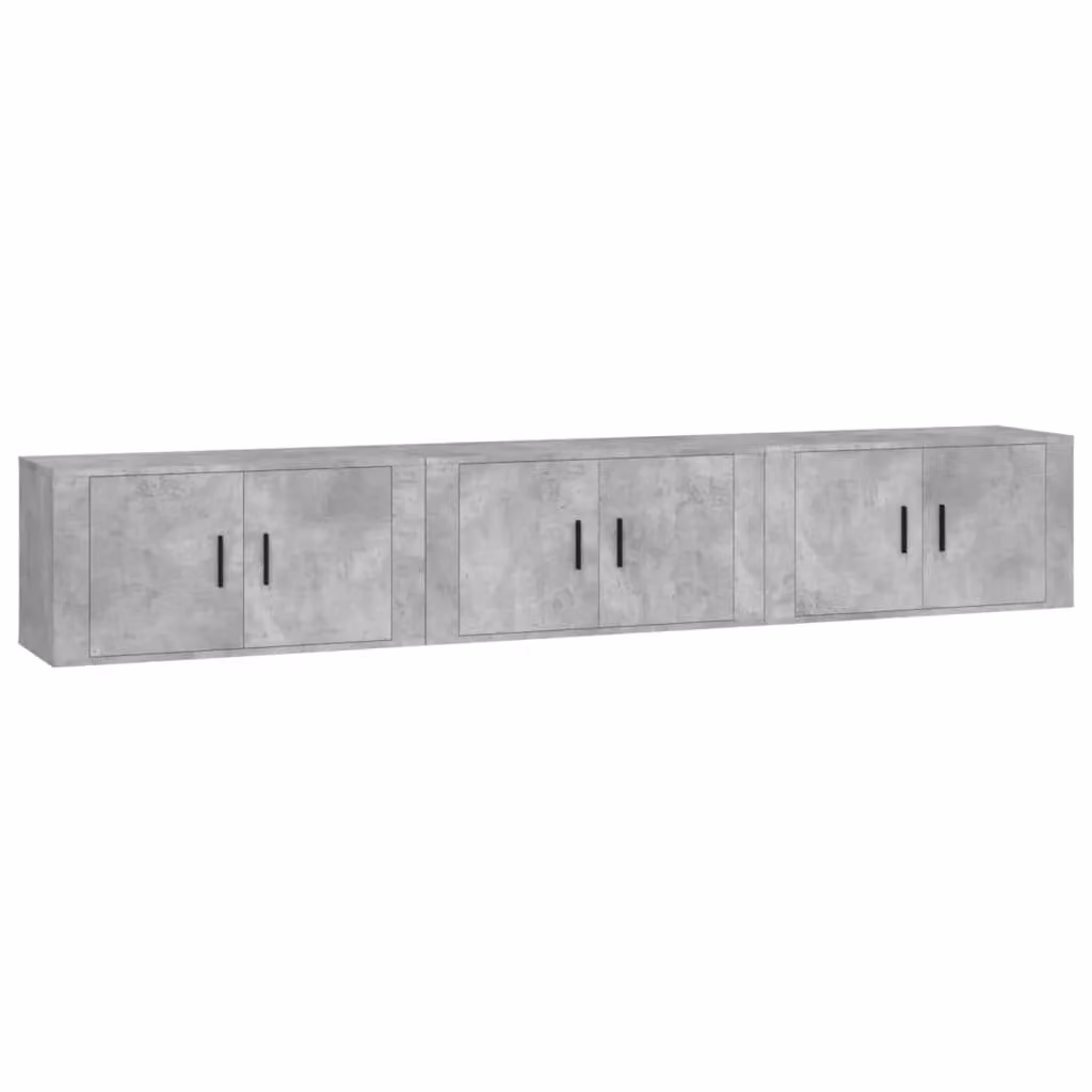 Berkfield Home Set of 3 Wall-mounted TV Cabinets in Concrete Grey, W/D/H: 80 x 34.5 x 40 cm – 2