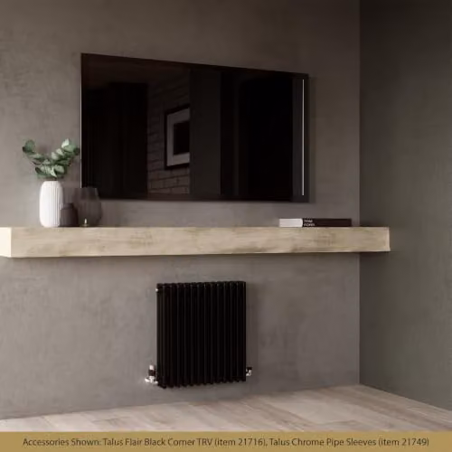 UK Radiators Alpha Black 3 Column Traditional Cast-Iron Style Steel Radiator, H: 60 cm, W: 59.9 cm – 3