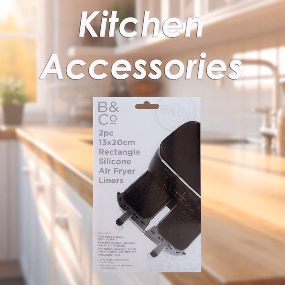 VFM Reusable Non Stick Rectangular Silicone Air Fryer Liner, Grey or Black, W: 13 cm x D: 13 cm x H: 1 cm – 3