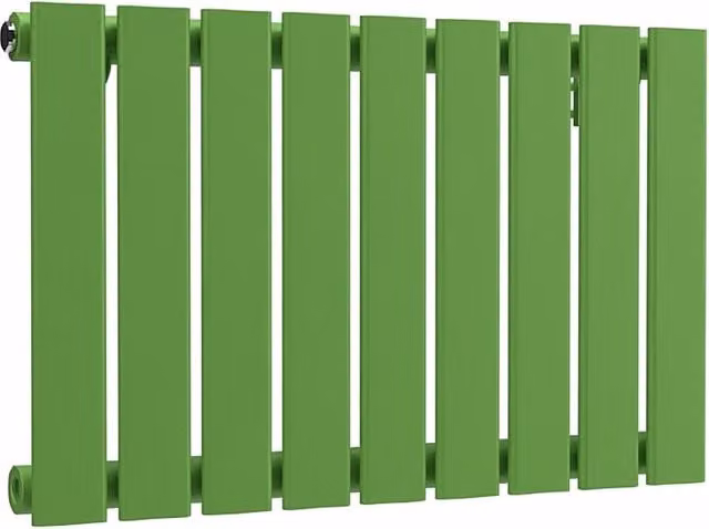 Lux Heat Single Flat Horizontal Steel Radiator in Green, W: 63 cm, H: 40 cm, D: 4 cm