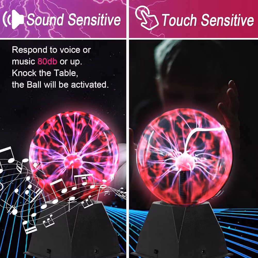 Goeco Magic Plasma Ball Red Touch and Sound Sensitive Plasma Globe Lamp, Diameter: 15.24 cm – 2