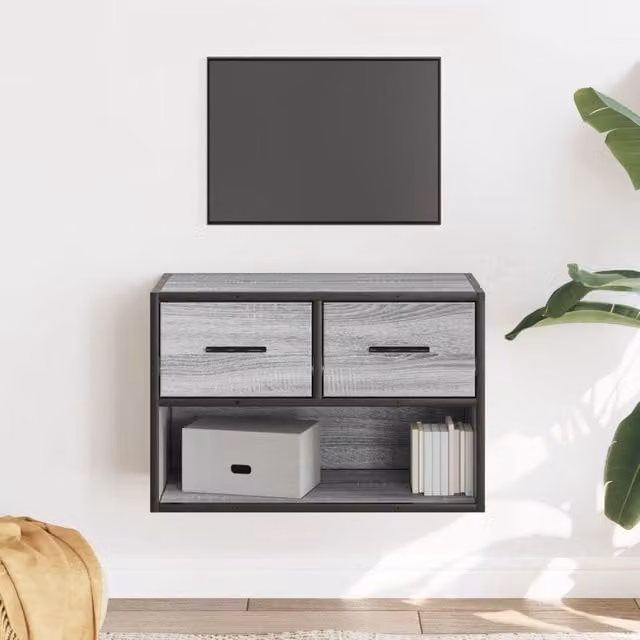 Berkfield Home Industrial TV Cabinet in Grey Sonoma, W/D/H: 60 x 31 x 39.5 cm