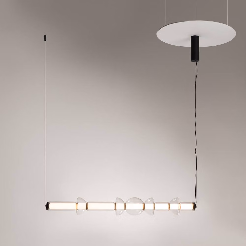 Netlighting Cosmo Modern Bar Pendant Ceiling Light in Black with Transparent Glass Shade, 4800lm, 3000K Warm White LED – 2
