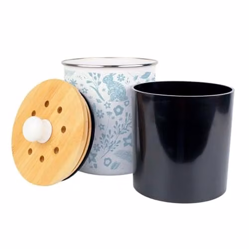 Purely Home Blue Metal Food Waste Caddy with Removable Inner Bucket and Odour Filter, 2 l – 2