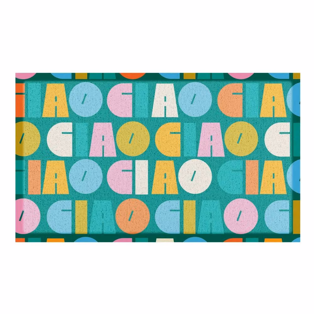 Artsy Mats Elizabeth Olwen Ciao Pattern Indoor/Outdoor Doormat in Petrol Blue, W/D: 70 x 40 cm – 2