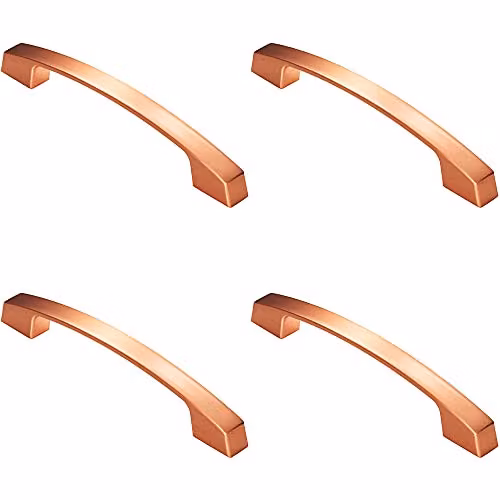 Loops 4 Pack Curved Flat Faced Cupboard Pull Handles in Satin Copper, 160mm Fixing Centres